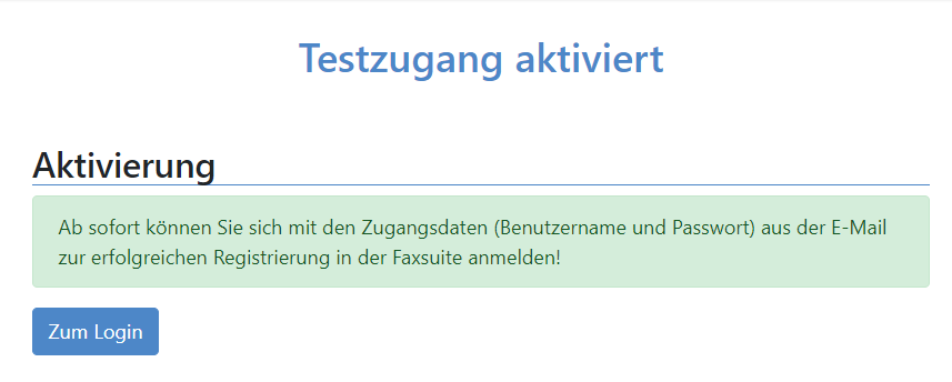 Screenshot Testzugang